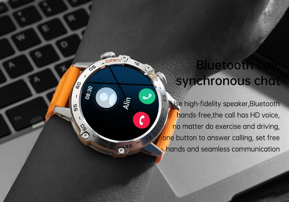 Smart Watch K52 Watches Men Wome Sports Fitness Modes Bluetooth Call Health Monitor 400mah 1.39Inch HD Smartwatch - Orange_4
